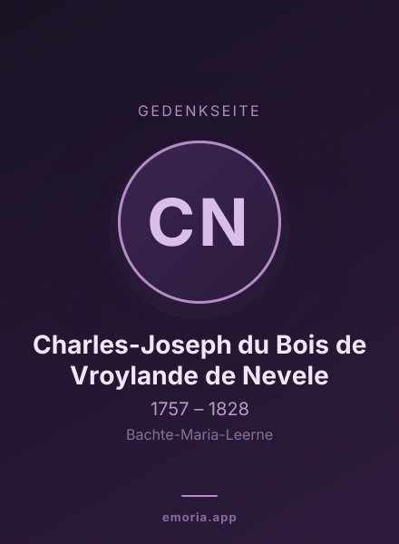Gedenkportrait von Charles-Joseph du Bois de Vroylande de Nevele