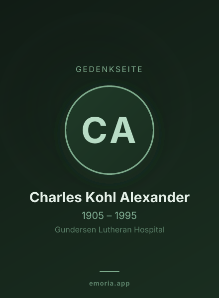 Gedenkportrait von Charles Kohl Alexander