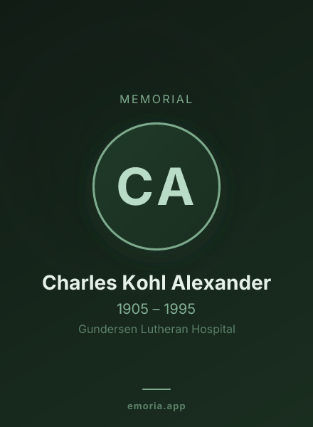 Memorial portrait of Charles Kohl Alexander