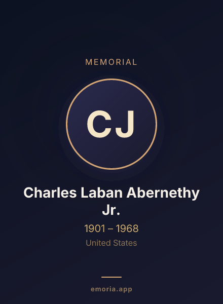 Memorial portrait of Charles Laban Abernethy Jr.