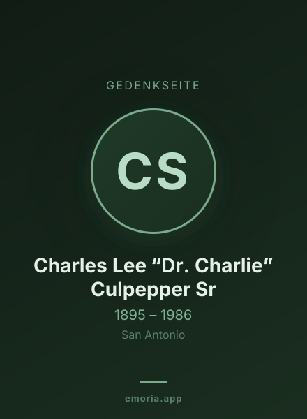 Gedenkportrait von Charles Lee “Dr. Charlie” Culpepper Sr