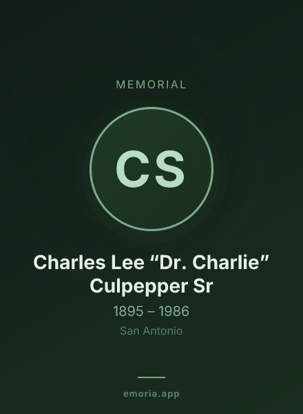 Memorial portrait of Charles Lee “Dr. Charlie” Culpepper Sr