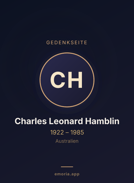 Gedenkportrait von Charles Leonard Hamblin