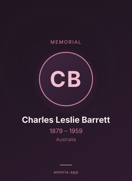 Memorial portrait of Charles Leslie Barrett