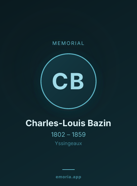 Memorial portrait of Charles-Louis Bazin