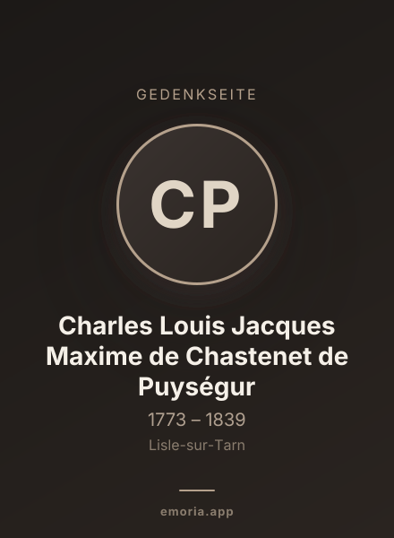 Gedenkportrait von Charles Louis Jacques Maxime de Chastenet de Puységur