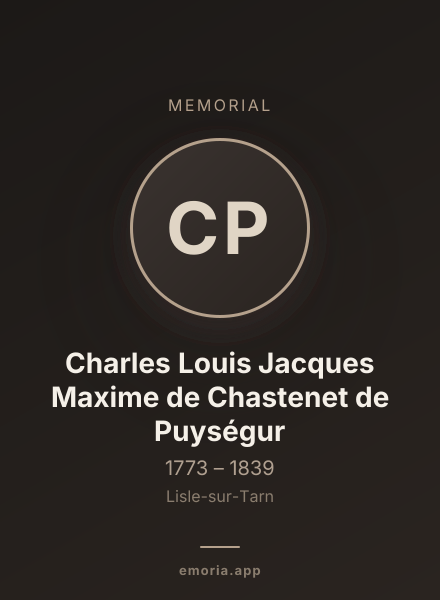 Memorial portrait of Charles Louis Jacques Maxime de Chastenet de Puységur