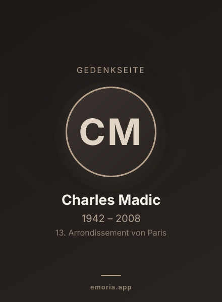 Gedenkportrait von Charles Madic
