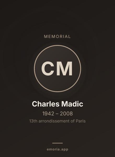 Memorial portrait of Charles Madic