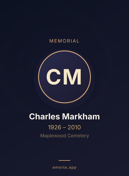 Memorial portrait of Charles Markham