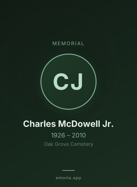 Memorial portrait of Charles McDowell Jr.