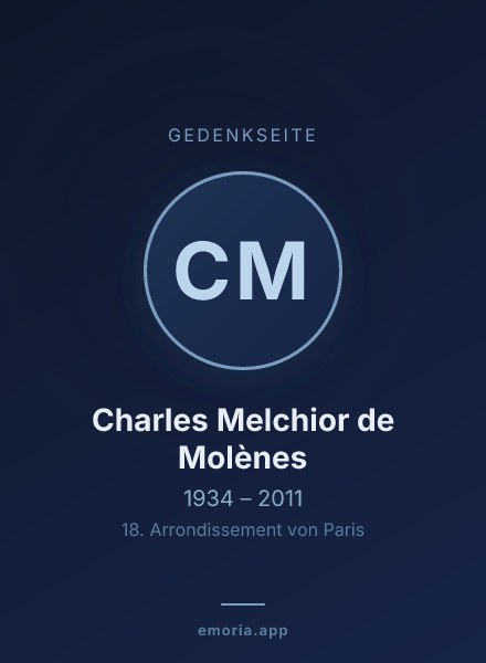 Gedenkportrait von Charles Melchior de Molènes