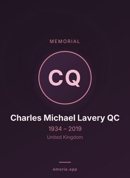 Memorial portrait of Charles Michael Lavery QC