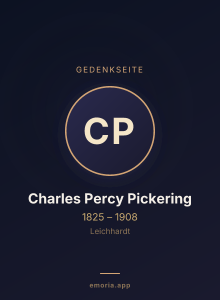 Gedenkportrait von Charles Percy Pickering