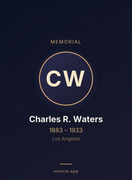 Memorial portrait of Charles R. Waters