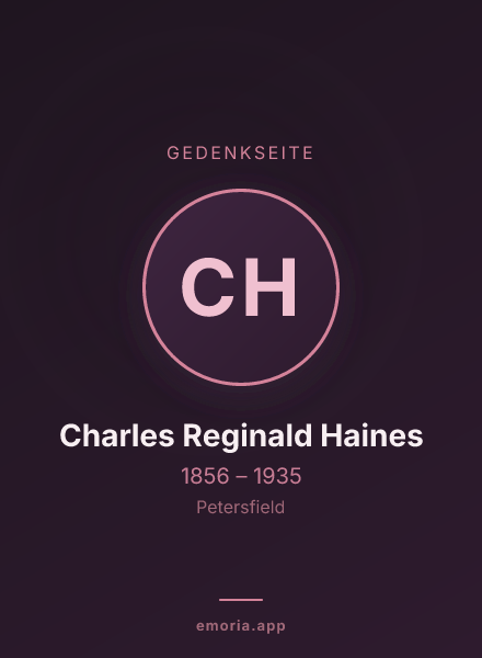 Gedenkportrait von Charles Reginald Haines