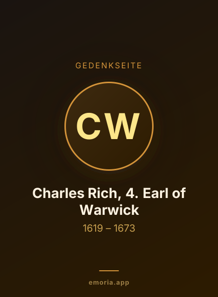 Gedenkportrait von Charles Rich, 4. Earl of Warwick