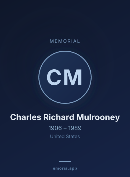 Memorial portrait of Charles Richard Mulrooney