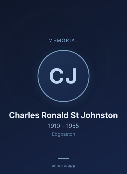 Memorial portrait of Charles Ronald St Johnston