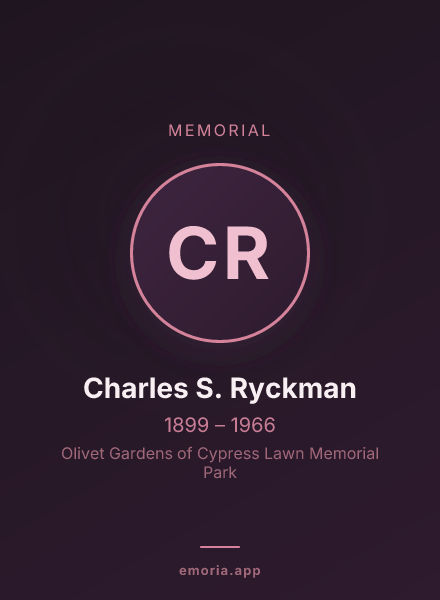 Memorial portrait of Charles S. Ryckman