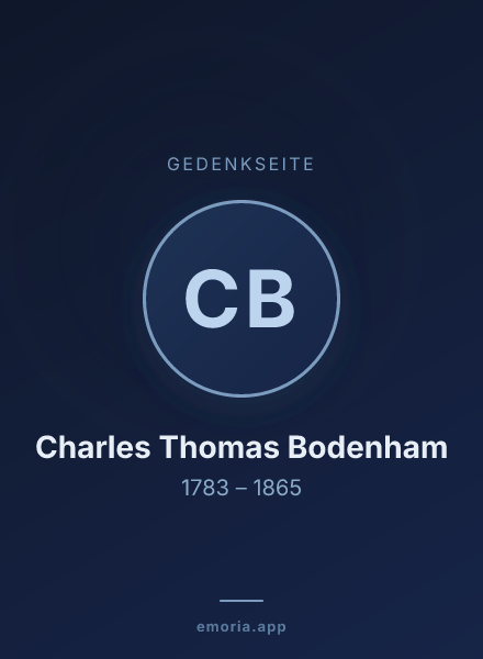 Gedenkportrait von Charles Thomas Bodenham