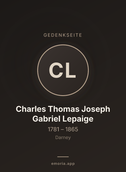 Gedenkportrait von Charles Thomas Joseph Gabriel Lepaige