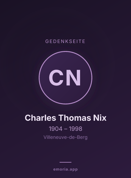 Gedenkportrait von Charles Thomas Nix