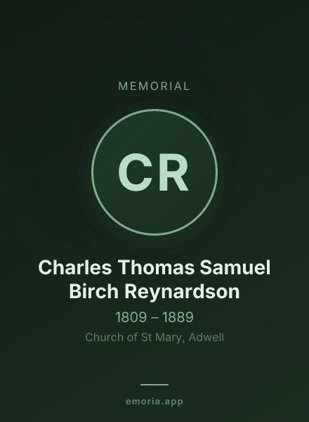 Memorial portrait of Charles Thomas Samuel Birch Reynardson