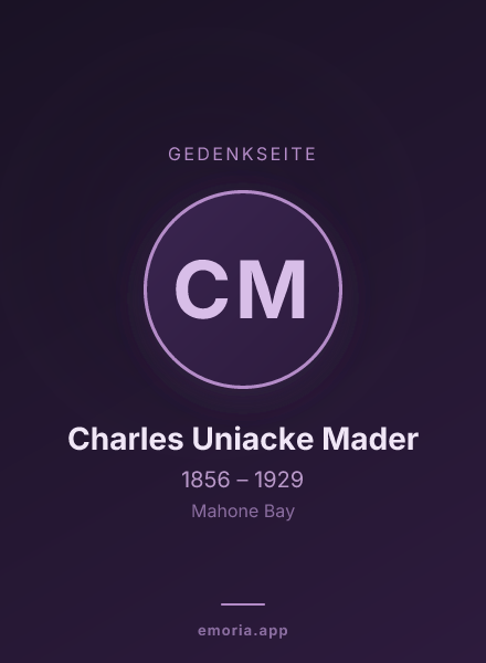 Gedenkportrait von Charles Uniacke Mader