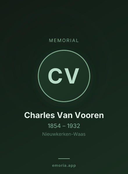 Memorial portrait of Charles Van Vooren