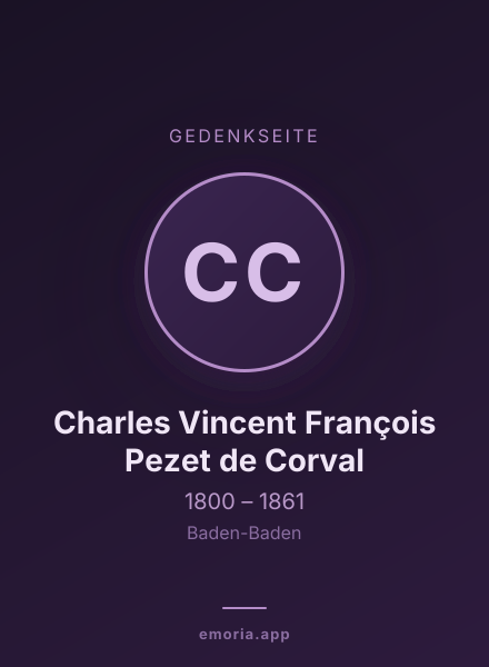 Gedenkportrait von Charles Vincent François Pezet de Corval