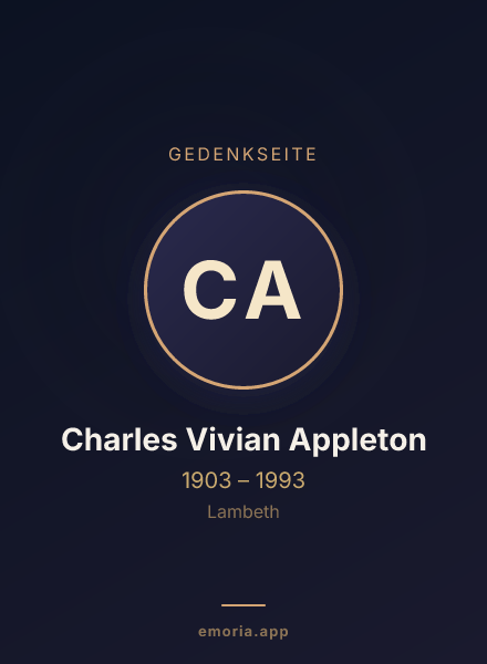 Gedenkportrait von Charles Vivian Appleton