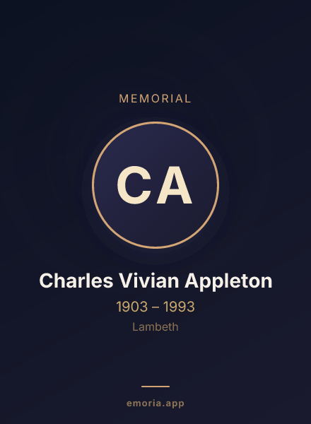Memorial portrait of Charles Vivian Appleton