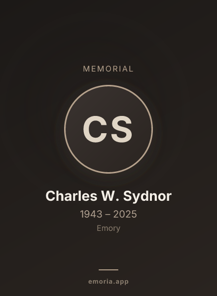 Memorial portrait of Charles W. Sydnor