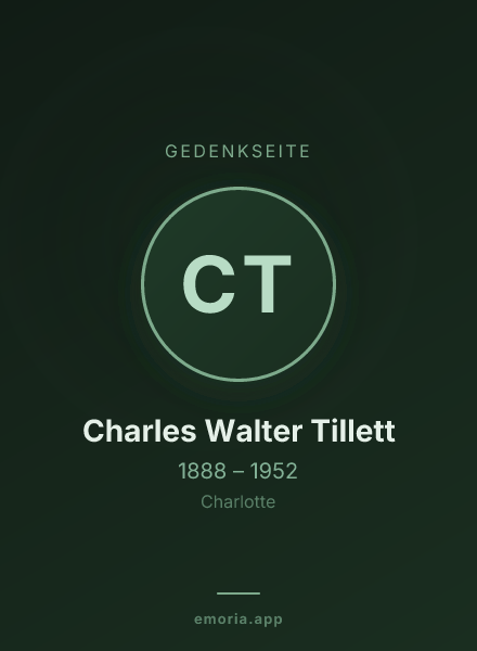 Gedenkportrait von Charles Walter Tillett