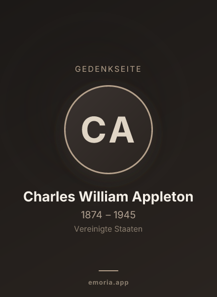 Gedenkportrait von Charles William Appleton