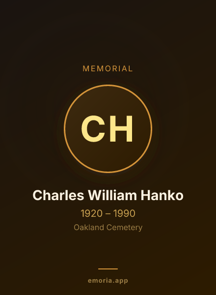 Memorial portrait of Charles William Hanko