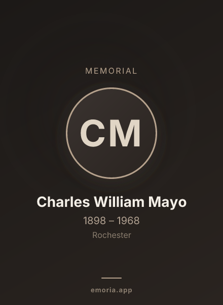 Memorial portrait of Charles William Mayo