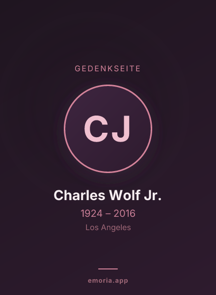 Gedenkportrait von Charles Wolf Jr.