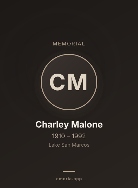 Memorial portrait of Charley Malone