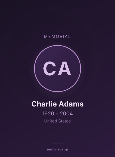 Memorial portrait of Charlie Adams