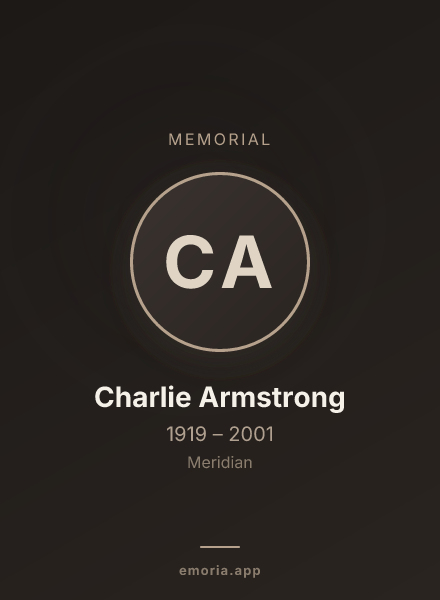 Memorial portrait of Charlie Armstrong