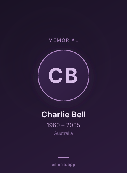 Memorial portrait of Charlie Bell
