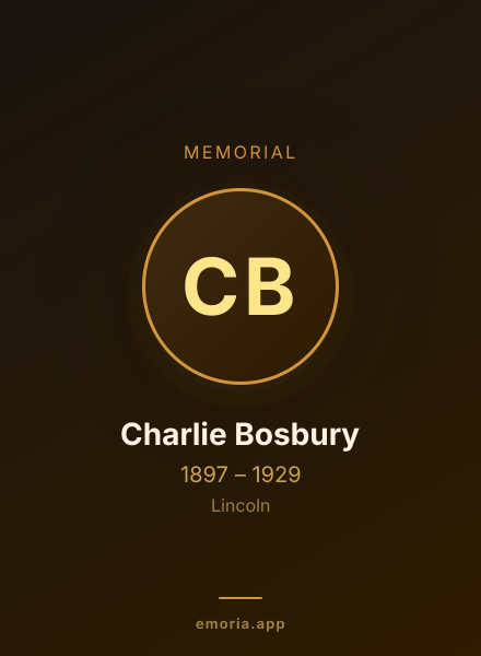 Memorial portrait of Charlie Bosbury