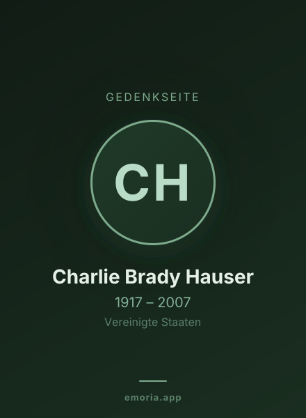 Gedenkportrait von Charlie Brady Hauser