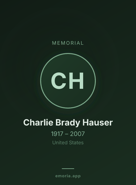 Memorial portrait of Charlie Brady Hauser