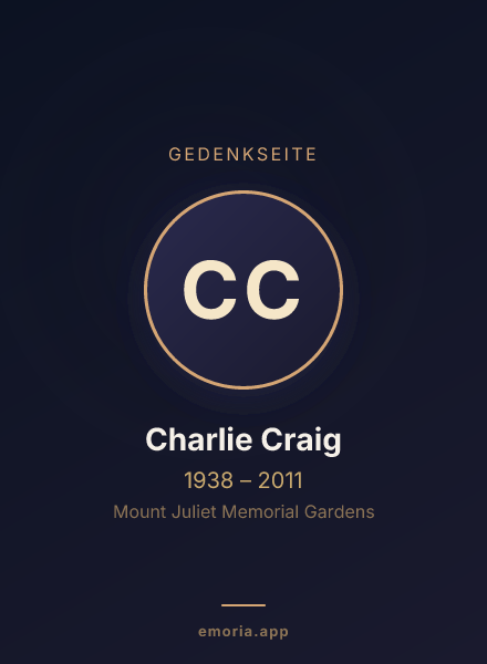 Gedenkportrait von Charlie Craig