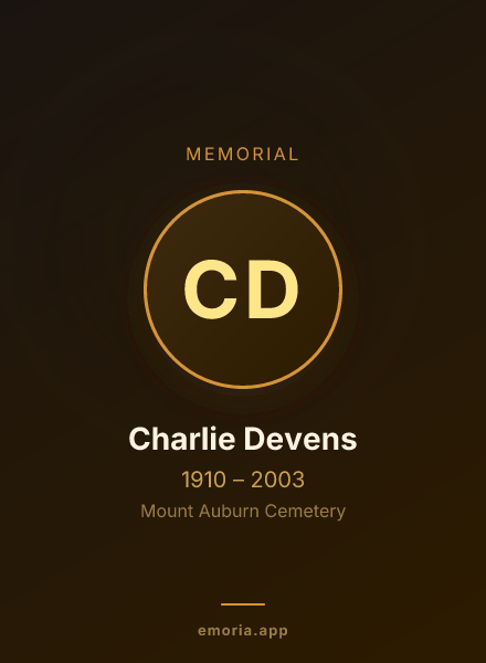 Memorial portrait of Charlie Devens