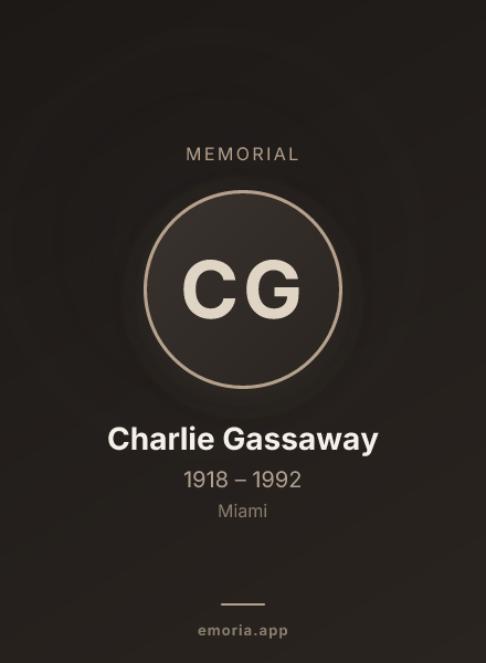 Memorial portrait of Charlie Gassaway