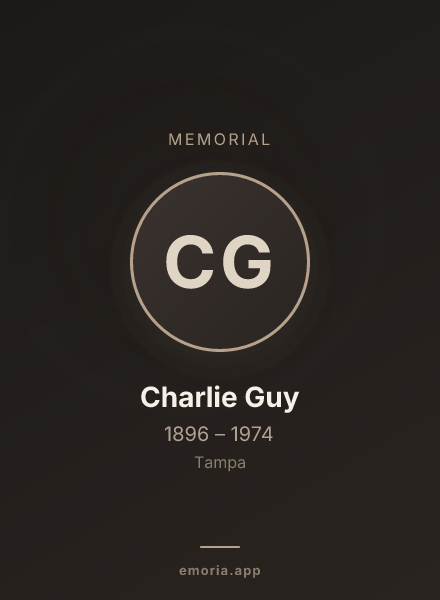 Memorial portrait of Charlie Guy